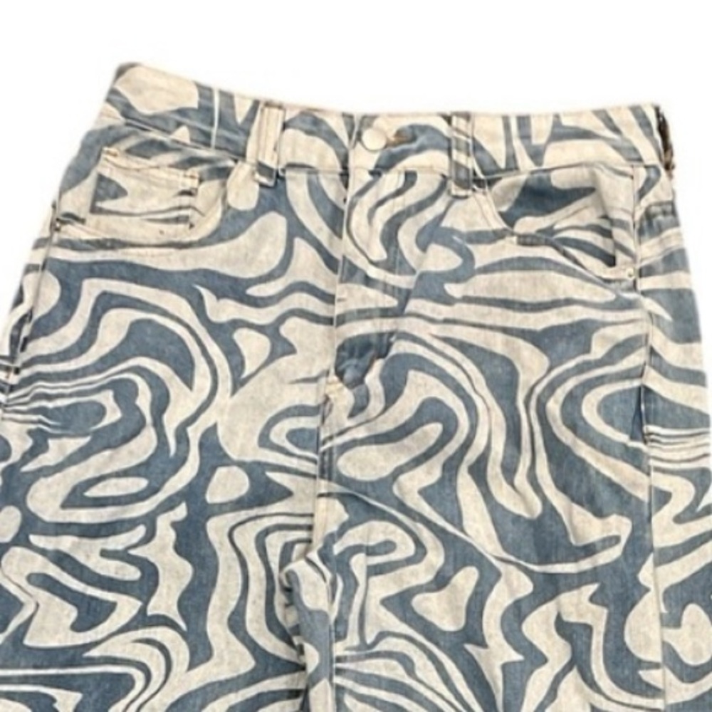 Y2K Psychedelic Swirl Wide Leg Jeans High Rise Indie Sleaze - Picture 3 of 5